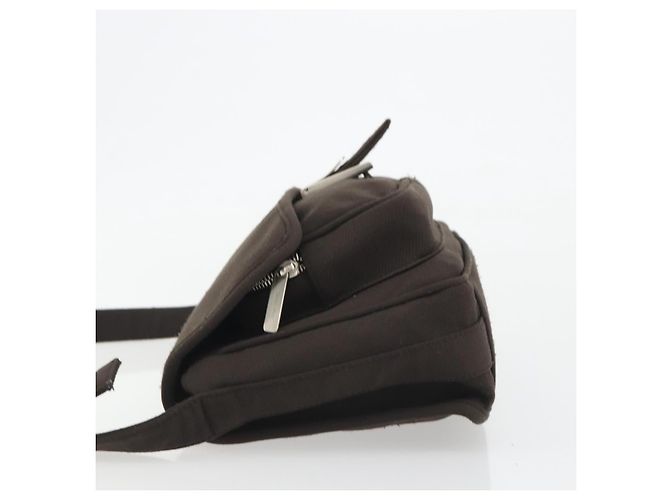 Borsa a Spalla Miu Miu Jersey di Cotone Marrone Argento Auth 191297A - vista 4