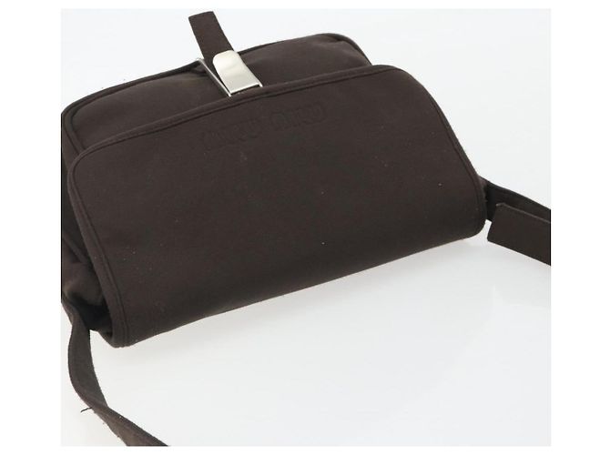 Borsa a Spalla Miu Miu Jersey di Cotone Marrone Argento Auth 191297A - vista 6