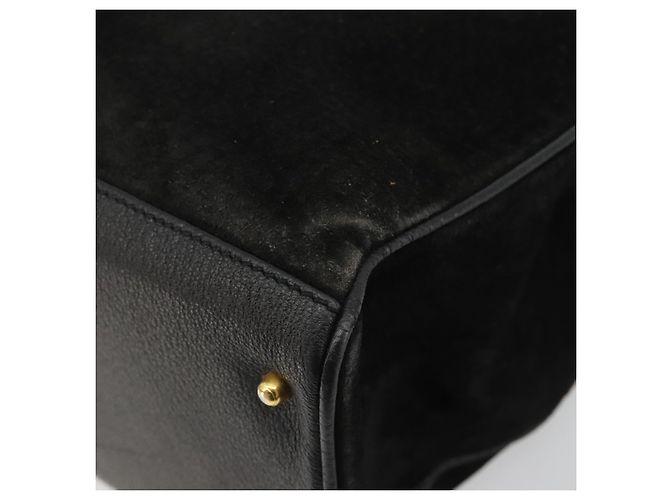 Borsa GUCCI Bamboo scamosciata 2way Nero Oro 002 2855 Auth ka5206 D'oro - vista 17