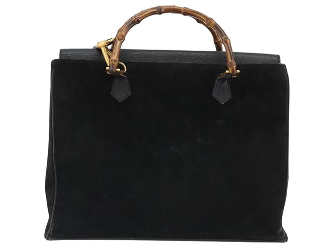 Borsa GUCCI Bamboo scamosciata 2way Nero Oro 002 2855 Auth ka5206 D'oro - vista 2