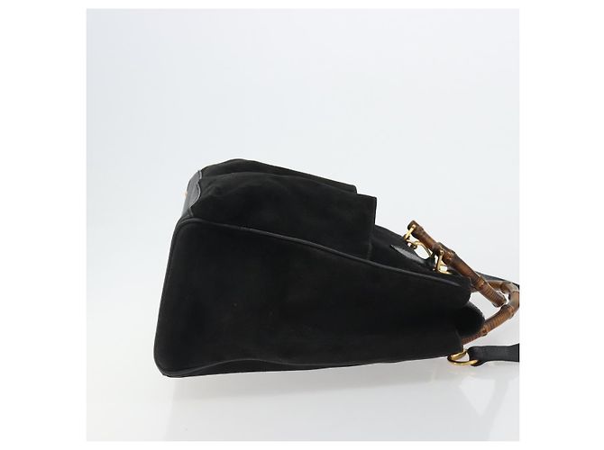 Borsa GUCCI Bamboo scamosciata 2way Nero Oro 002 2855 Auth ka5206 D'oro - vista 3