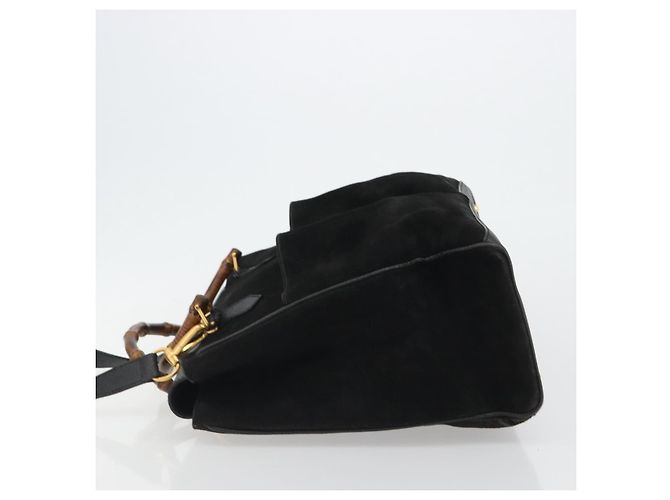 Borsa GUCCI Bamboo scamosciata 2way Nero Oro 002 2855 Auth ka5206 D'oro - vista 4