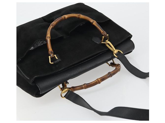 Borsa GUCCI Bamboo scamosciata 2way Nero Oro 002 2855 Auth ka5206 D'oro - vista 6