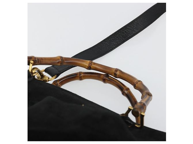 Borsa GUCCI Bamboo scamosciata 2way Nero Oro 002 2855 Auth ka5206 D'oro - vista 8
