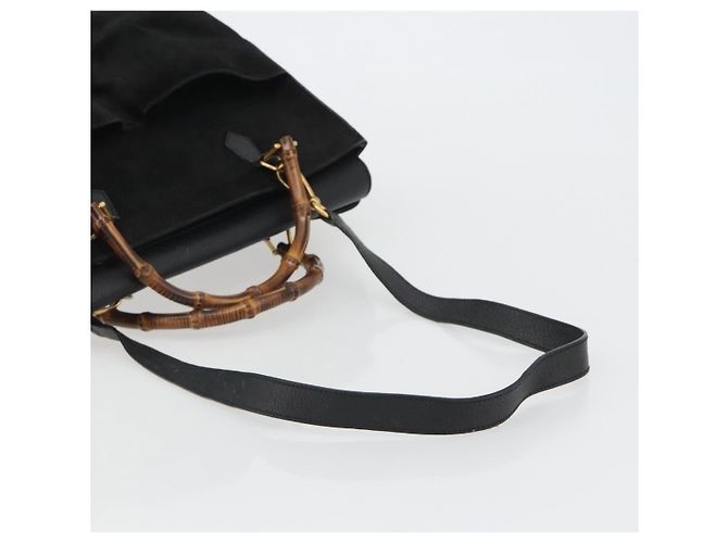 Borsa GUCCI Bamboo scamosciata 2way Nero Oro 002 2855 Auth ka5206 D'oro - vista 9