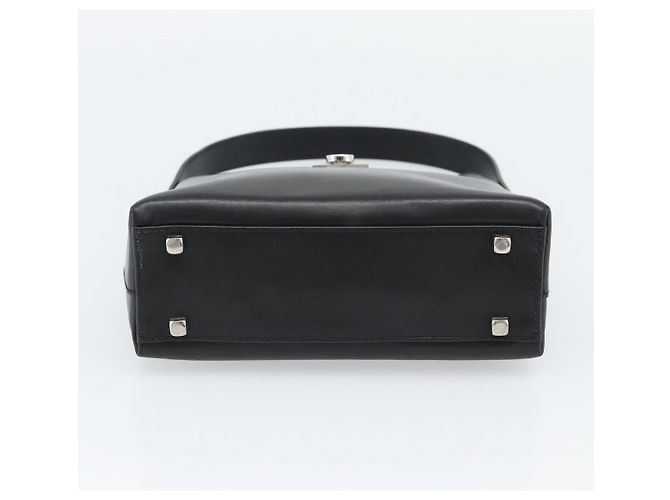 Borsa a mano Salvatore Ferragamo Gancini in pelle nera argento ka5126A - vista 5