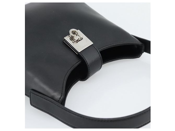 Borsa a mano Salvatore Ferragamo Gancini in pelle nera argento ka5126A - vista 6