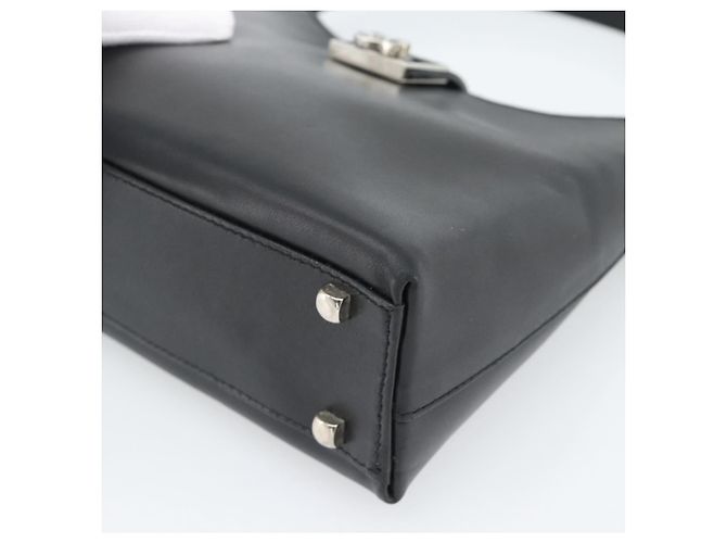 Borsa a mano Salvatore Ferragamo Gancini in pelle nera argento ka5126A - vista 9