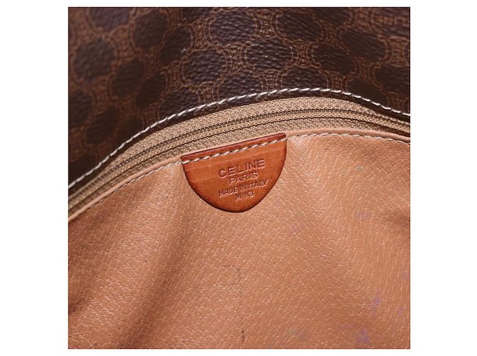 Céline Borsa a tracolla CELINE Macadam PVC Pelle Marrone Oro Auth 191021 D'oro - vista 12