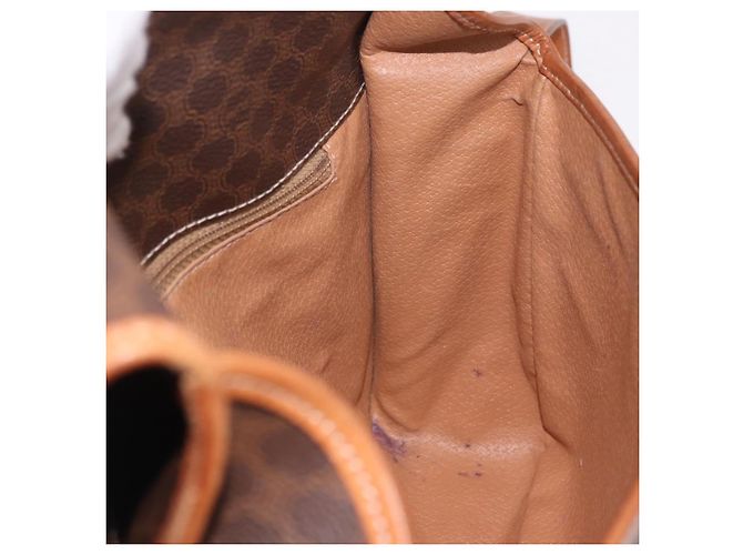 Céline Borsa a tracolla CELINE Macadam PVC Pelle Marrone Oro Auth 191021 D'oro - vista 20