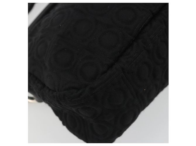 Borsa Salvatore Ferragamo Gancini in Cotone Nero Argento Auth BA13932A - vista 15