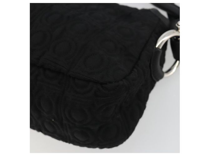 Borsa Salvatore Ferragamo Gancini in Cotone Nero Argento Auth BA13932A - vista 16