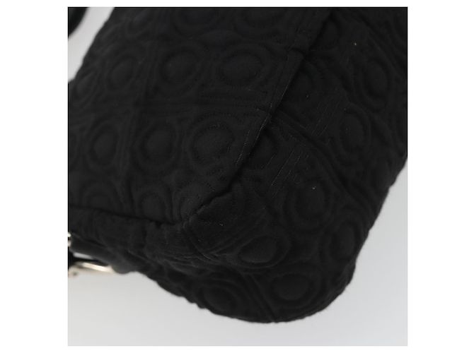 Borsa Salvatore Ferragamo Gancini in Cotone Nero Argento Auth BA13932A - vista 17