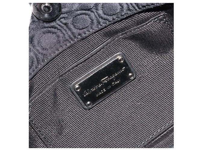 Borsa Salvatore Ferragamo Gancini in Cotone Nero Argento Auth BA13932A - vista 19