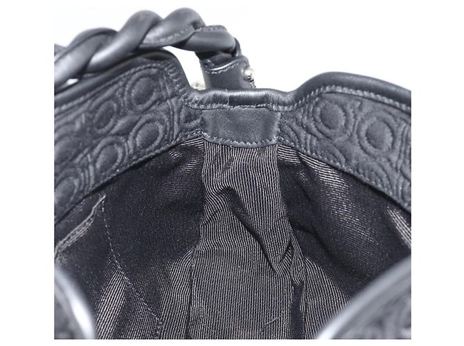 Borsa Salvatore Ferragamo Gancini in Cotone Nero Argento Auth BA13932A - vista 20