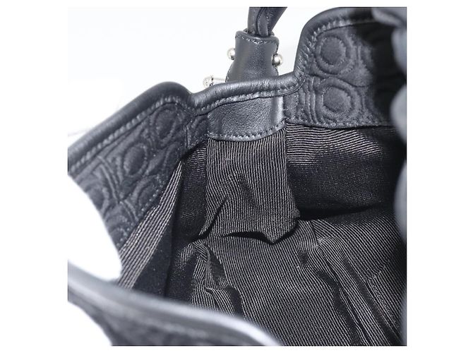 Borsa Salvatore Ferragamo Gancini in Cotone Nero Argento Auth BA13932A - vista 21