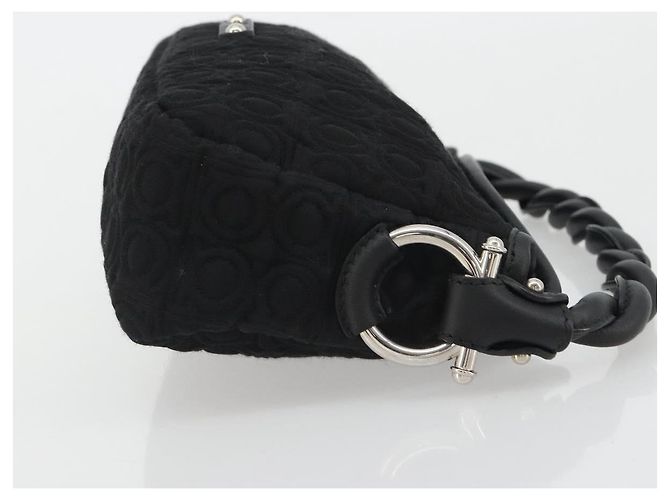 Borsa Salvatore Ferragamo Gancini in Cotone Nero Argento Auth BA13932A - vista 3