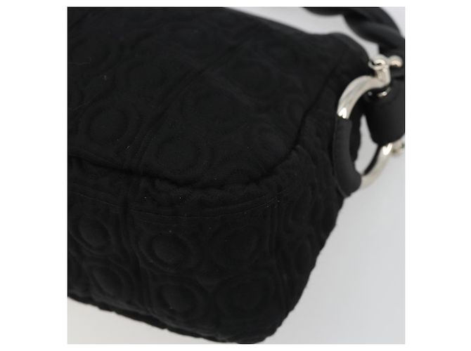 Borsa Salvatore Ferragamo Gancini in Cotone Nero Argento Auth BA13932A - vista 9