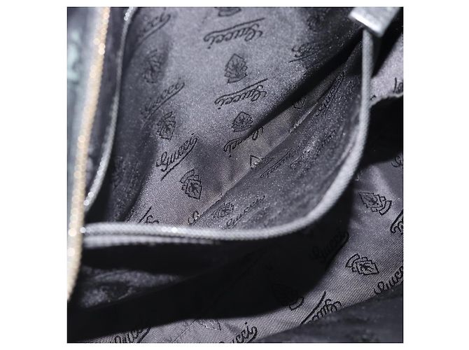 Borsa a tracolla GUCCI GG Canvas Guccissima in pelle nera e oro 201446 Auth mr2717 Nero D'oro - vista 20