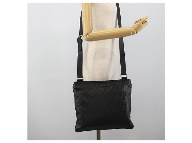 Borsa a tracolla GUCCI GG Canvas Guccissima in pelle nera e oro 201446 Auth mr2717 Nero D'oro - vista 22