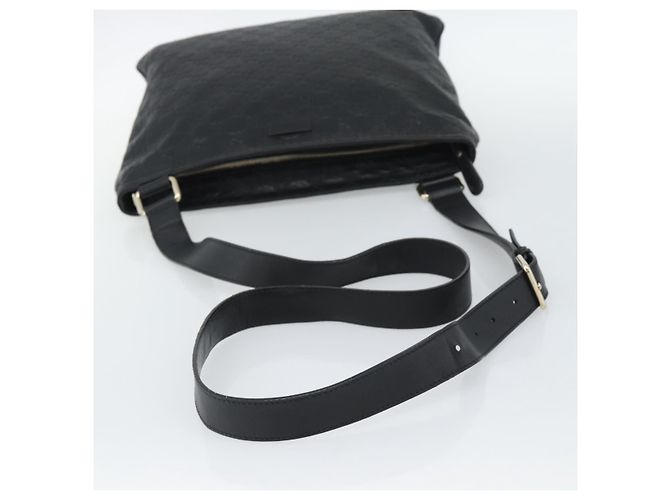 Borsa a tracolla GUCCI GG Canvas Guccissima in pelle nera e oro 201446 Auth mr2717 Nero D'oro - vista 7