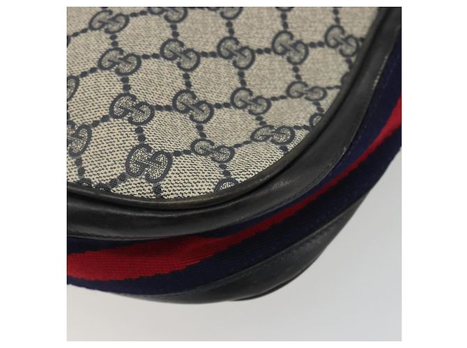 Borsa a tracolla GUCCI GG Supreme in PVC e pelle blu navy e oro Auth 190743 D'oro - vista 10