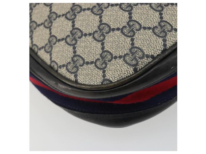 Borsa a tracolla GUCCI GG Supreme in PVC e pelle blu navy e oro Auth 190743 D'oro - vista 11