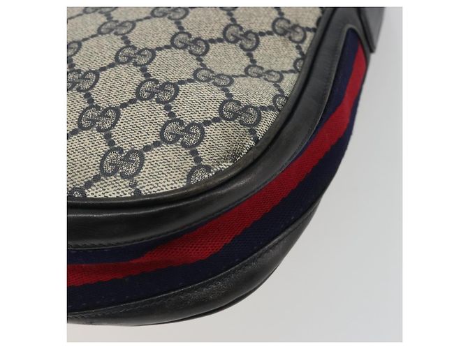 Borsa a tracolla GUCCI GG Supreme in PVC e pelle blu navy e oro Auth 190743 D'oro - vista 12
