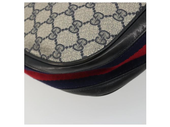 Borsa a tracolla GUCCI GG Supreme in PVC e pelle blu navy e oro Auth 190743 D'oro - vista 13