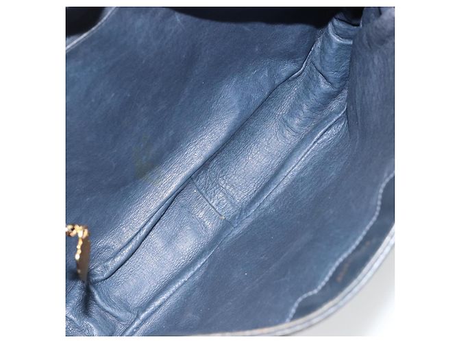 Borsa a tracolla GUCCI GG Supreme in PVC e pelle blu navy e oro Auth 190743 D'oro - vista 16