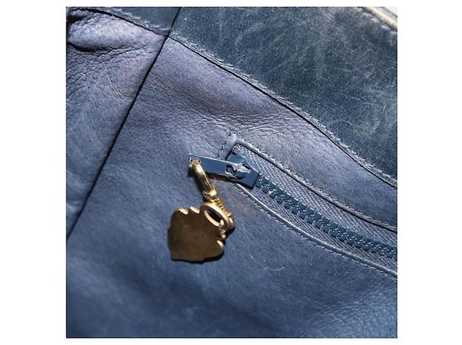 Borsa a tracolla GUCCI GG Supreme in PVC e pelle blu navy e oro Auth 190743 D'oro - vista 19