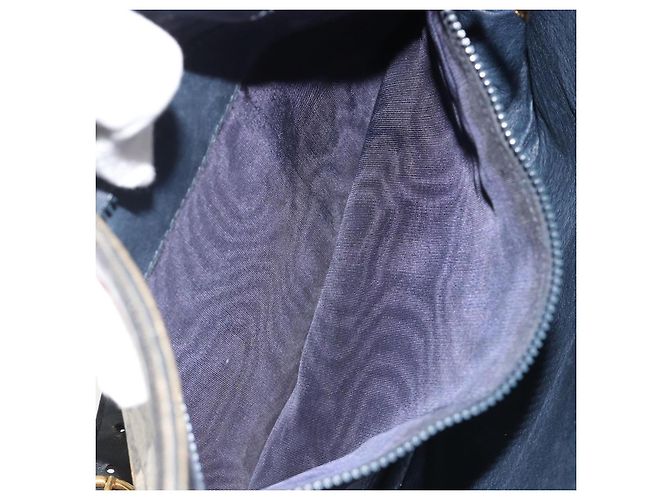 Borsa a tracolla GUCCI GG Supreme in PVC e pelle blu navy e oro Auth 190743 D'oro - vista 20