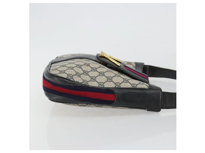 Borsa a tracolla GUCCI GG Supreme in PVC e pelle blu navy e oro Auth 190743 D'oro - vista 4