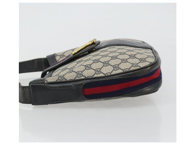 Borsa a tracolla GUCCI GG Supreme in PVC e pelle blu navy e oro Auth 190743 D'oro - vista 5