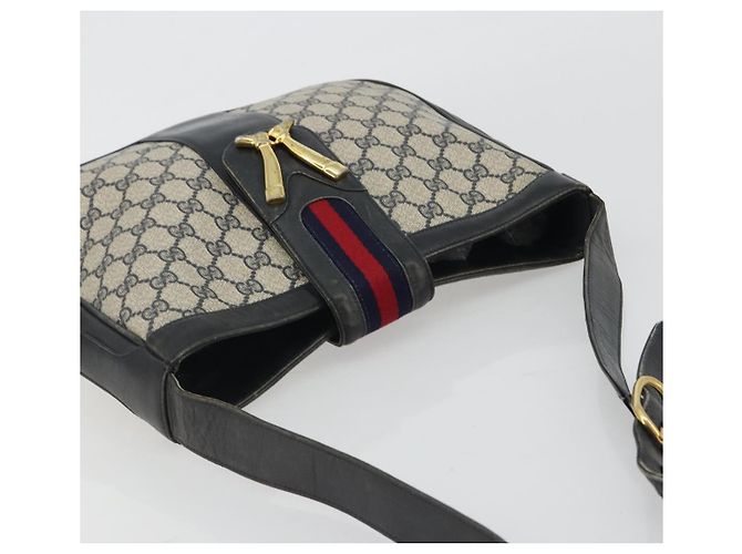 Borsa a tracolla GUCCI GG Supreme in PVC e pelle blu navy e oro Auth 190743 D'oro - vista 6