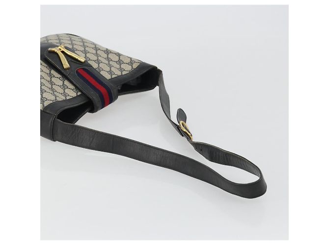 Borsa a tracolla GUCCI GG Supreme in PVC e pelle blu navy e oro Auth 190743 D'oro - vista 7
