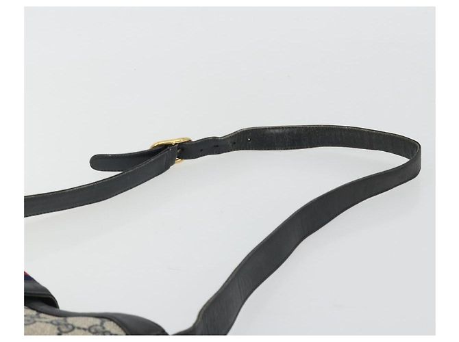 Borsa a tracolla GUCCI GG Supreme in PVC e pelle blu navy e oro Auth 190743 D'oro - vista 8