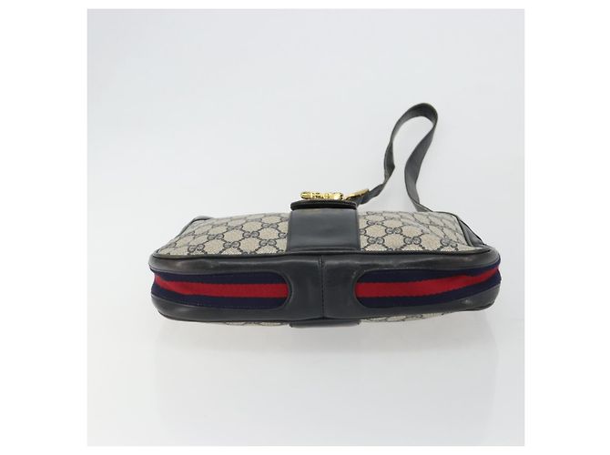 Borsa a tracolla GUCCI GG Supreme in PVC e pelle blu navy e oro Auth 190743 D'oro - vista 9