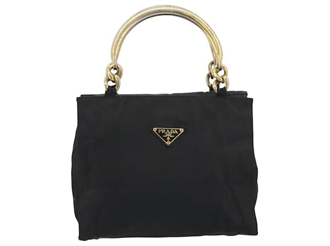 Borsa PRADA Nylon Nero Oro Auth ar14012 D'oro - vista 13