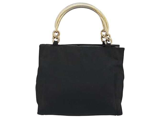 Borsa PRADA Nylon Nero Oro Auth ar14012 D'oro - vista 2