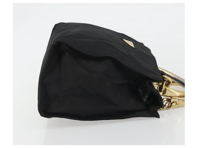 Borsa PRADA Nylon Nero Oro Auth ar14012 D'oro - vista 3