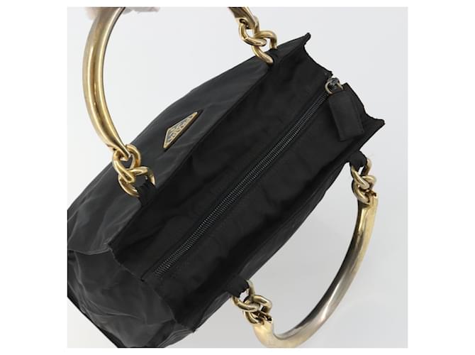 Borsa PRADA Nylon Nero Oro Auth ar14012 D'oro - vista 6