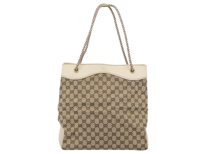Borsa Tote GUCCI GG Canvas Beige Oro 109141 Auth mr2652 D'oro - vista 13