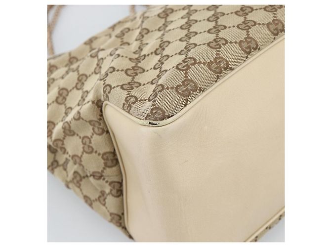 Borsa Tote GUCCI GG Canvas Beige Oro 109141 Auth mr2652 D'oro - vista 16