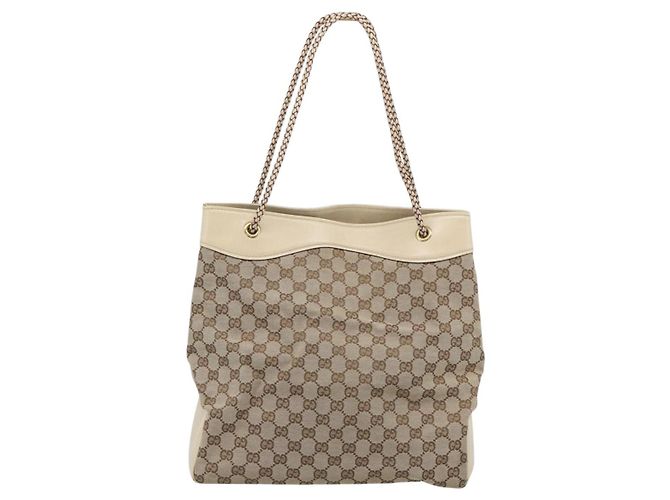 Borsa Tote GUCCI GG Canvas Beige Oro 109141 Auth mr2652 D'oro - vista 2
