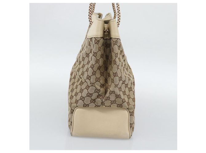 Borsa Tote GUCCI GG Canvas Beige Oro 109141 Auth mr2652 D'oro - vista 4