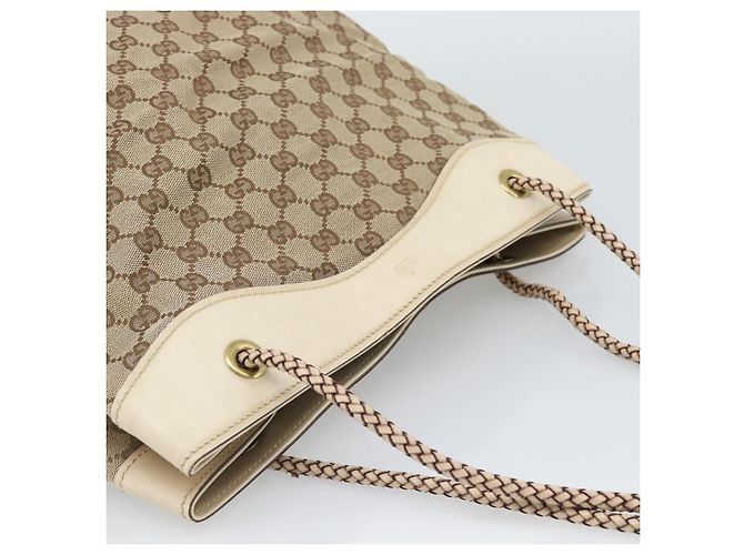 Borsa Tote GUCCI GG Canvas Beige Oro 109141 Auth mr2652 D'oro - vista 6