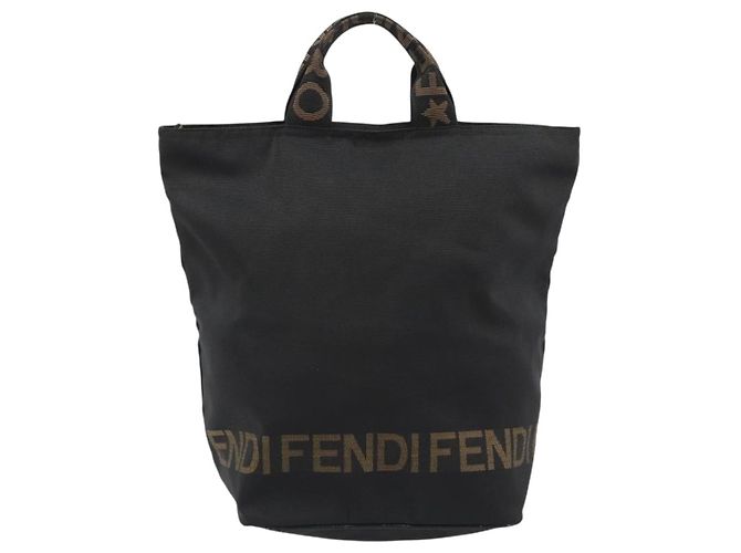Borsa FENDI in tela nera e oro Auth 190474 Nero D'oro - vista 13