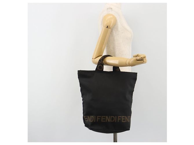 Borsa FENDI in tela nera e oro Auth 190474 Nero D'oro - vista 20