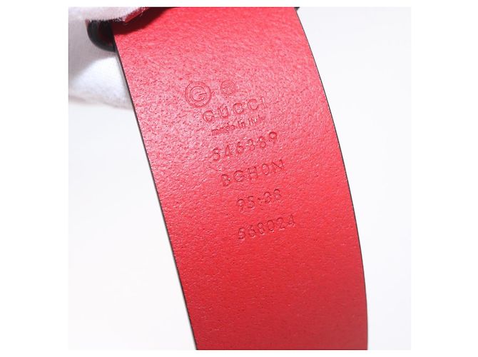GUCCI Interlocking G Gürtel Leder 43.7" Rot Silber 546389 Auth BA13818V - Ansicht 9